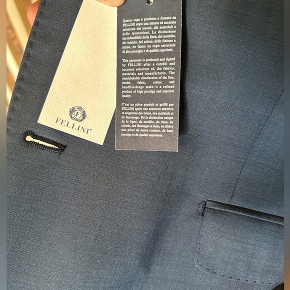 Blue Two-Piece Men’s Suit Italian Tessuto Marzotto wool blend New with Tags - Picture 6 of 11